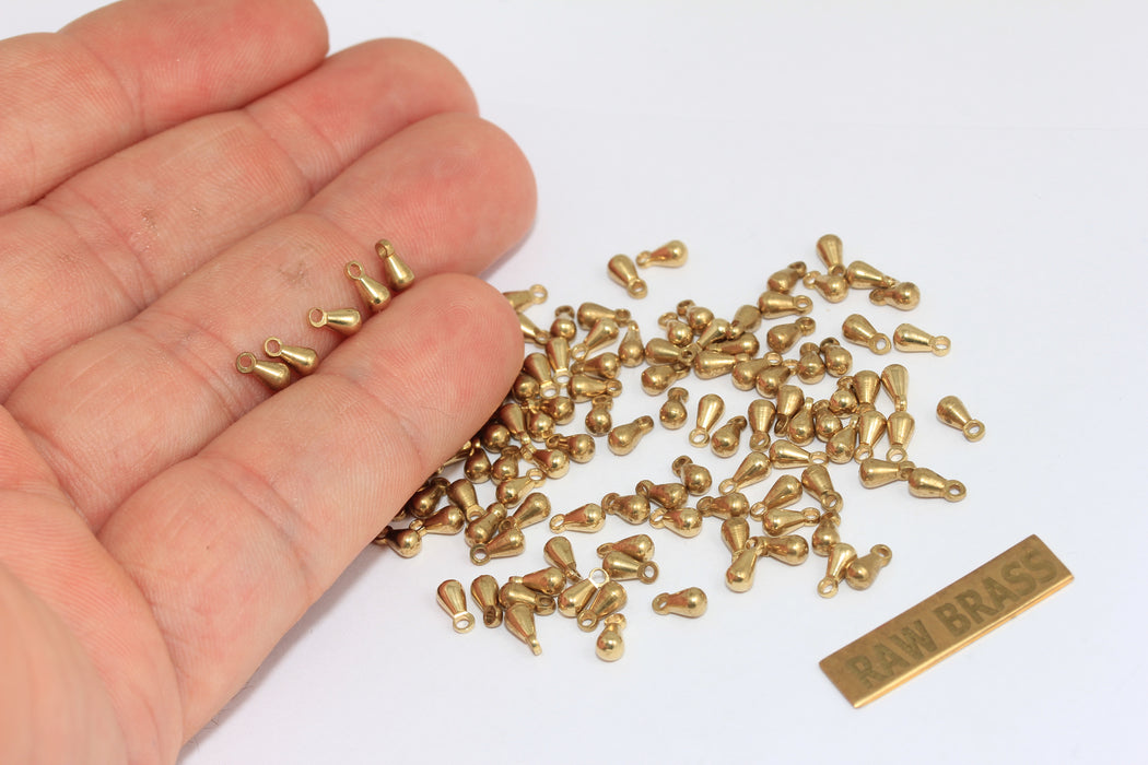 3x6mm Ham Pirinç Damla Kolye, Mini Damla Kolye, LA15
