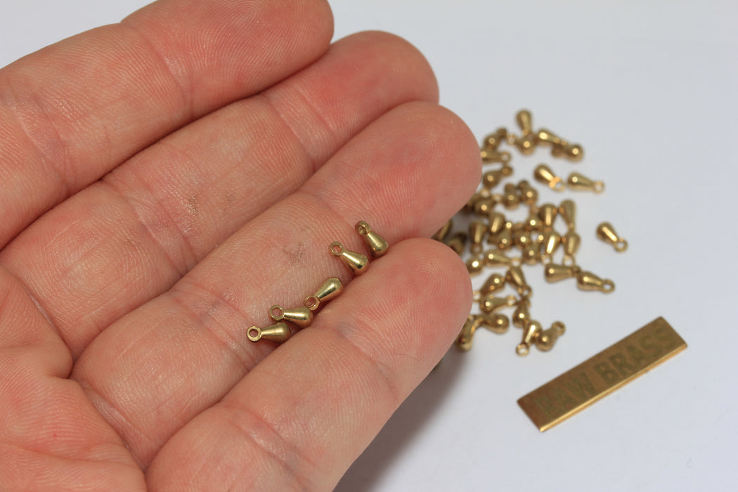3x6mm Ham Pirinç Damla Kolye, Mini Damla Kolye, LA15