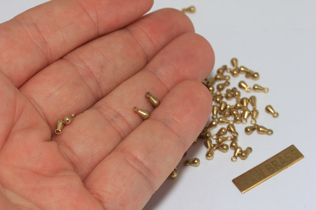 3x6mm Ham Pirinç Damla Kolye, Mini Damla Kolye, LA15