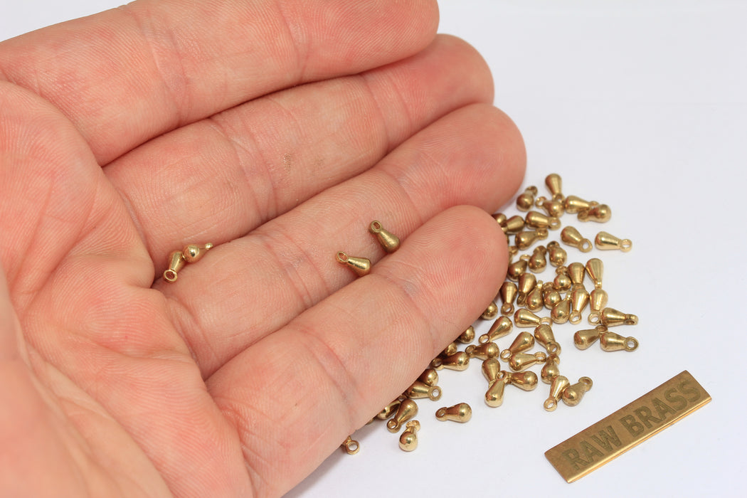 3x6mm Ham Pirinç Damla Kolye, Mini Damla Kolye, LA15