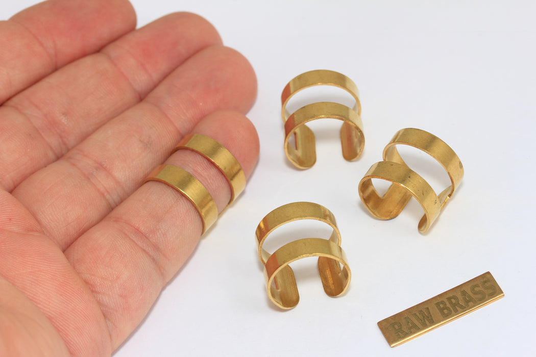 16-17mm Ham Pirinç Yüzük Ayarı, Düz Bant Yüzük, Geniş LA7