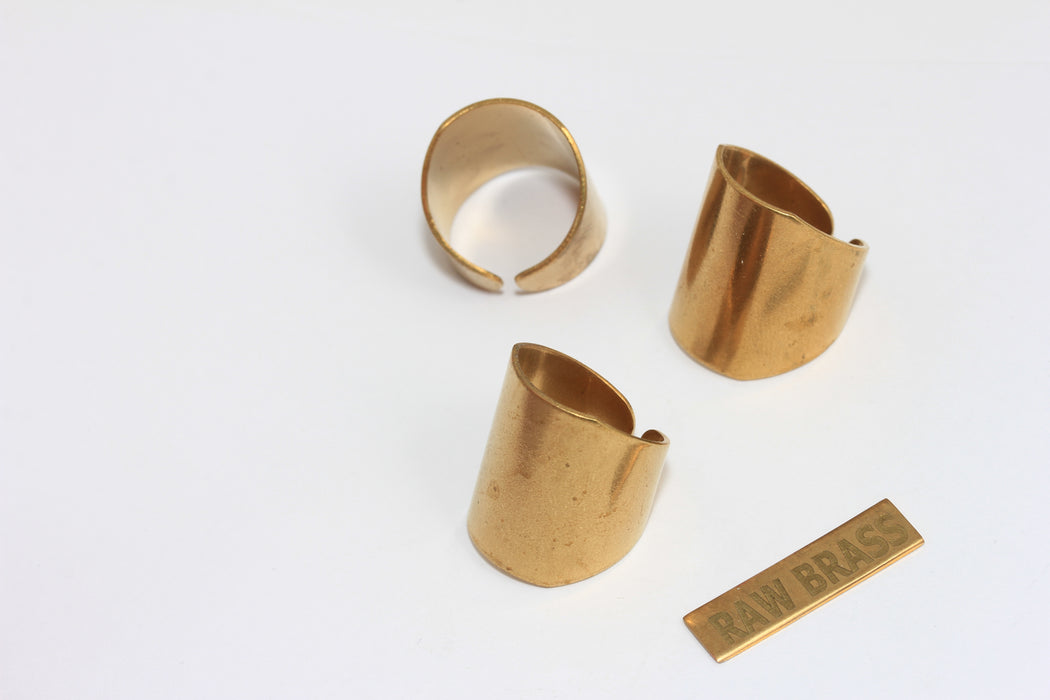 17mm Raw Brass Cuff Ring, Statement Wide Flat Ring, Raw Brass Findings, LA9