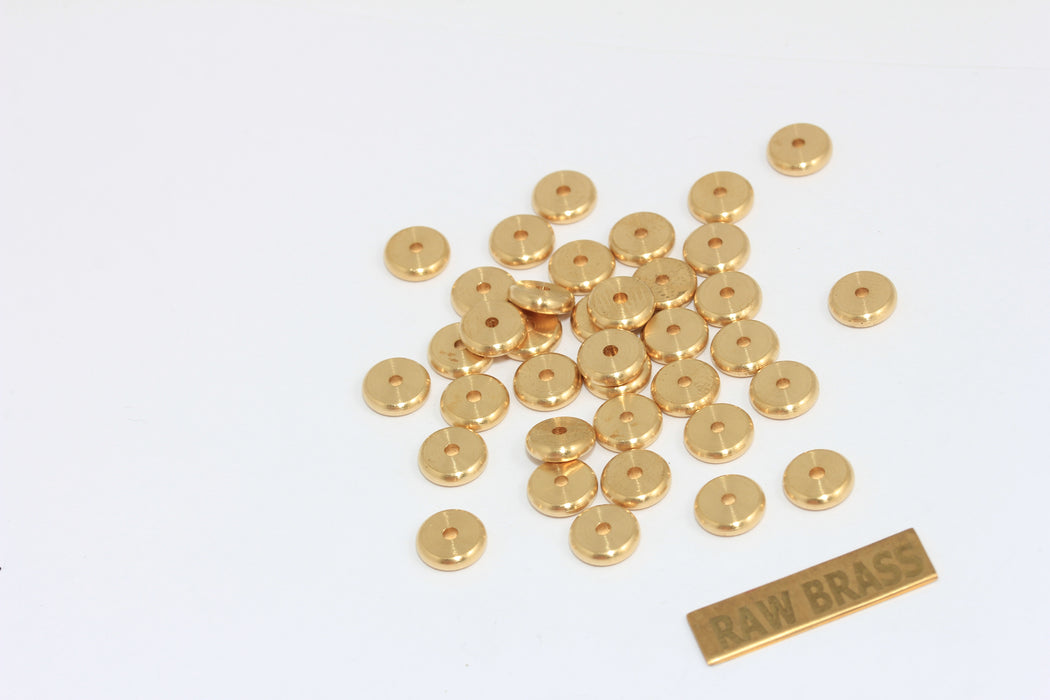 7,5 mm Ham Pirinç Boncuklar, Yuvarlak Boncuklar, Madeni Para Boncukları, EYM29