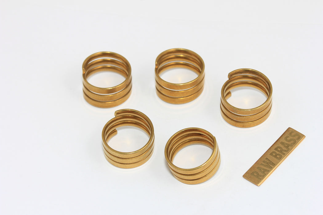 Raw Brass Wide Ring, Inner Size 17mm, Flat Band Ring, Spiral, LA13