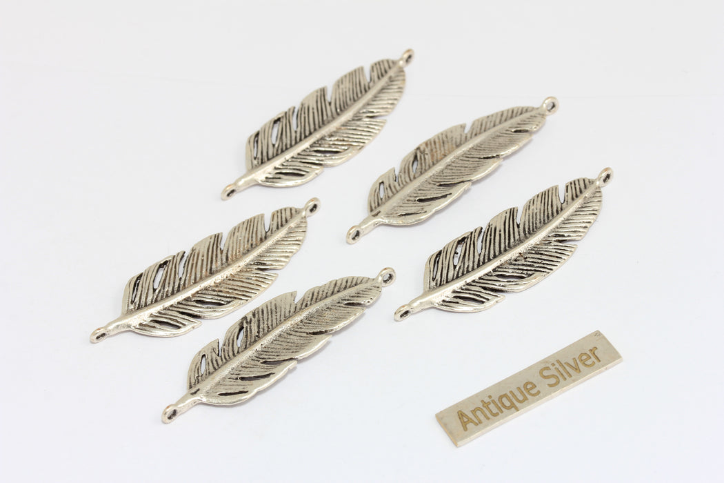 14x43mm Antique Silver Plated Feather Pendant, Feather Charms,CLO11
