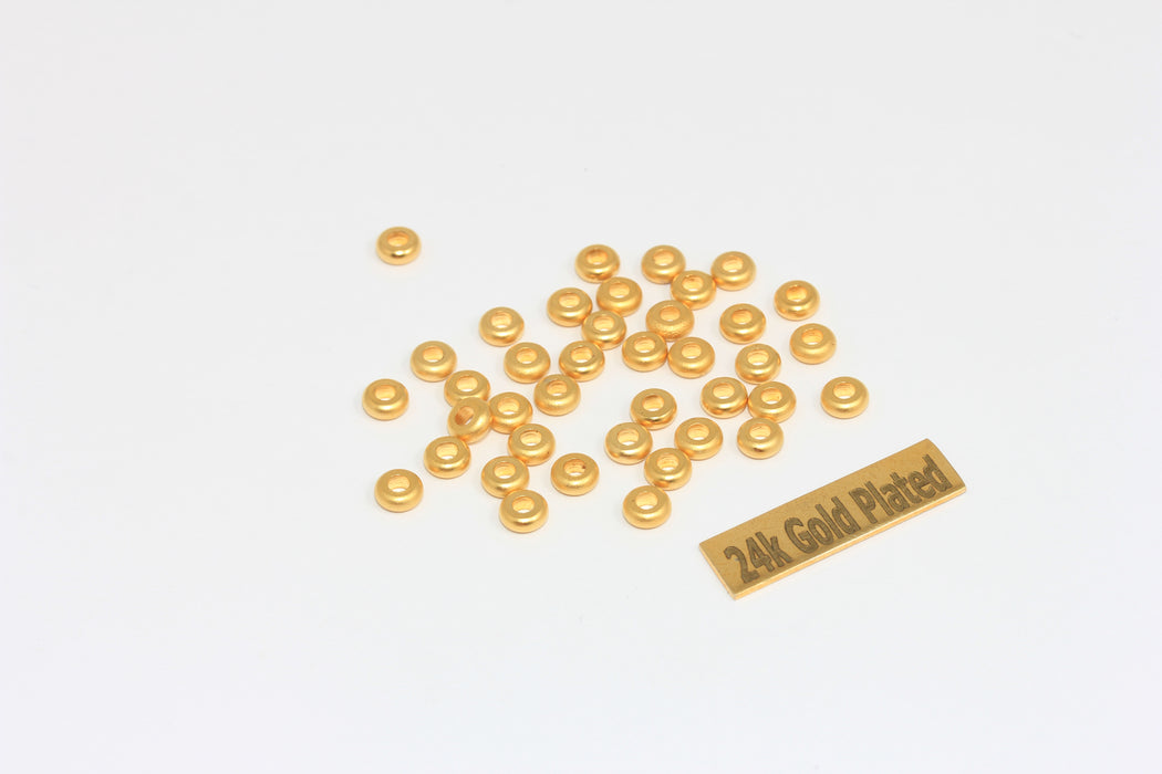 2x4.5mm 24K Matte Gold Spacer Beads, Gold Spacers, BRT876