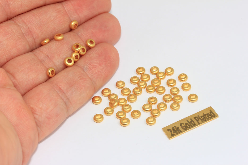 2x4.5mm 24K Matte Gold Spacer Beads, Gold Spacers, BRT876