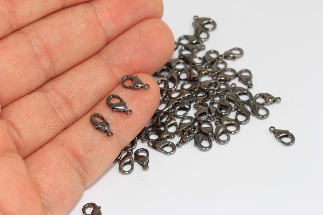 9mm Gunmetal Plated Claw Clasp, Lobster Claw Clasp, CLO27