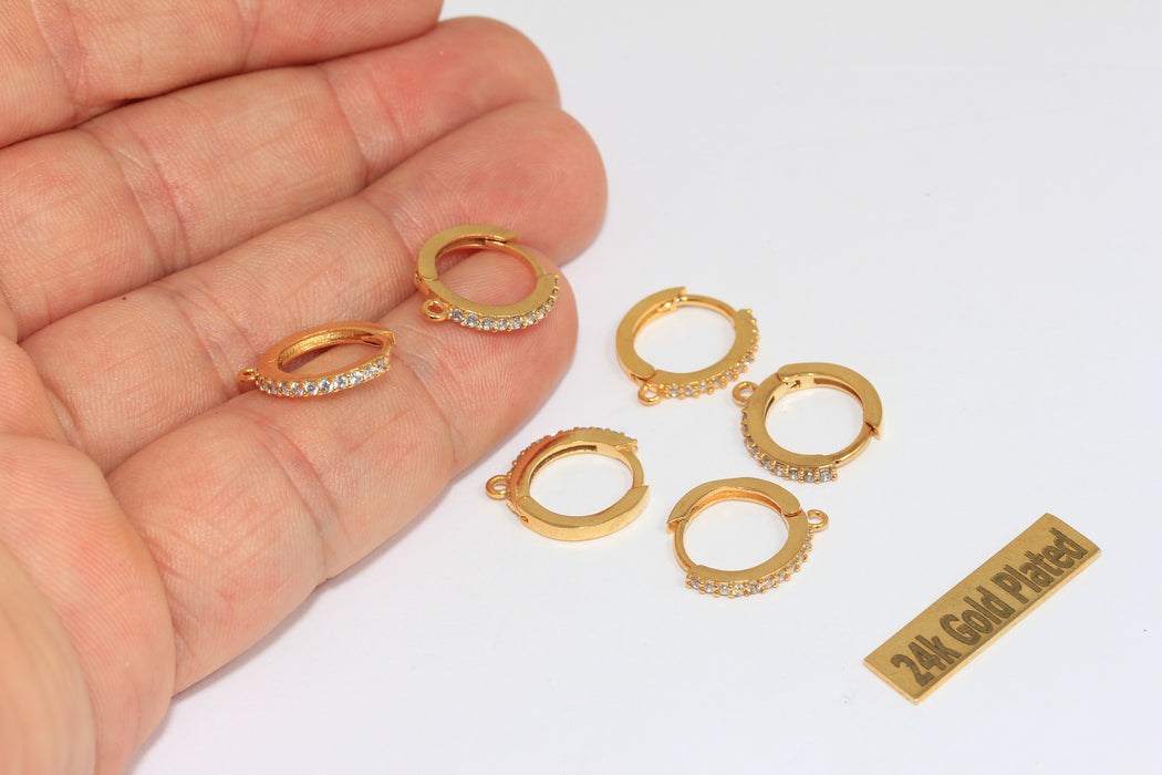 15x17mm 24 Ayar Parlak Altın Küçük Halka Küpeler, Huggie Küpeler, Altın Kaplama Küpeler, BRT855