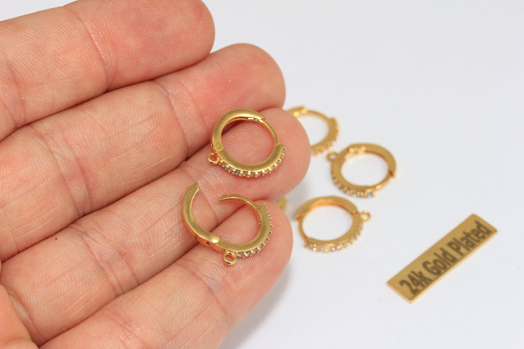 15x17mm 24 Ayar Parlak Altın Küçük Halka Küpeler, Huggie Küpeler, Altın Kaplama Küpeler, BRT855