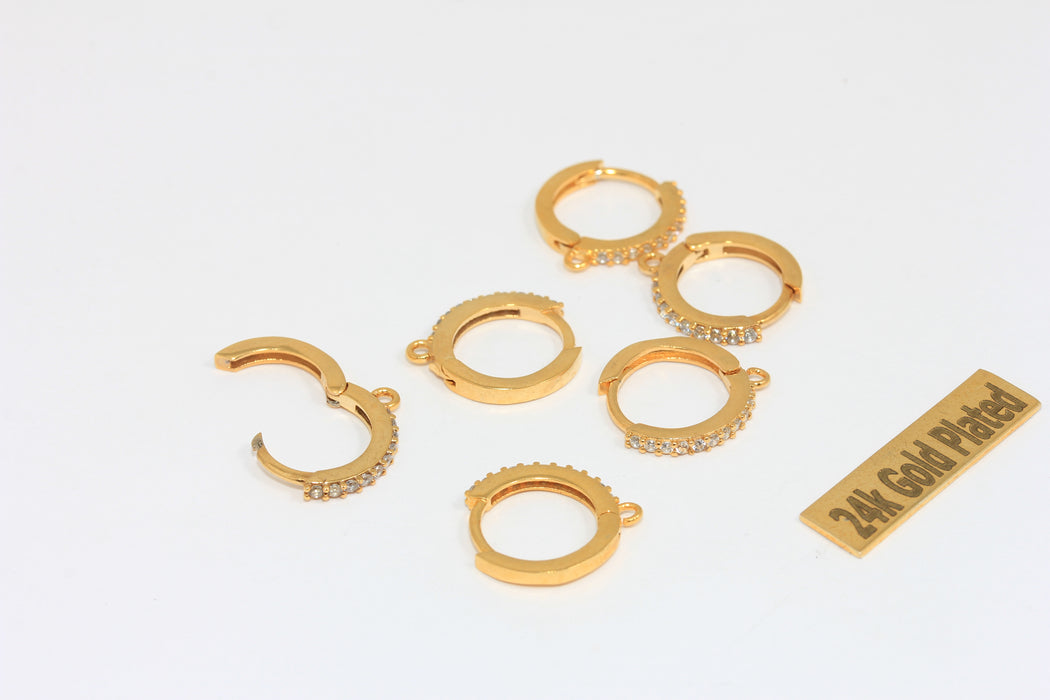 15x17mm 24 Ayar Parlak Altın Küçük Halka Küpeler, Huggie Küpeler, Altın Kaplama Küpeler, BRT855