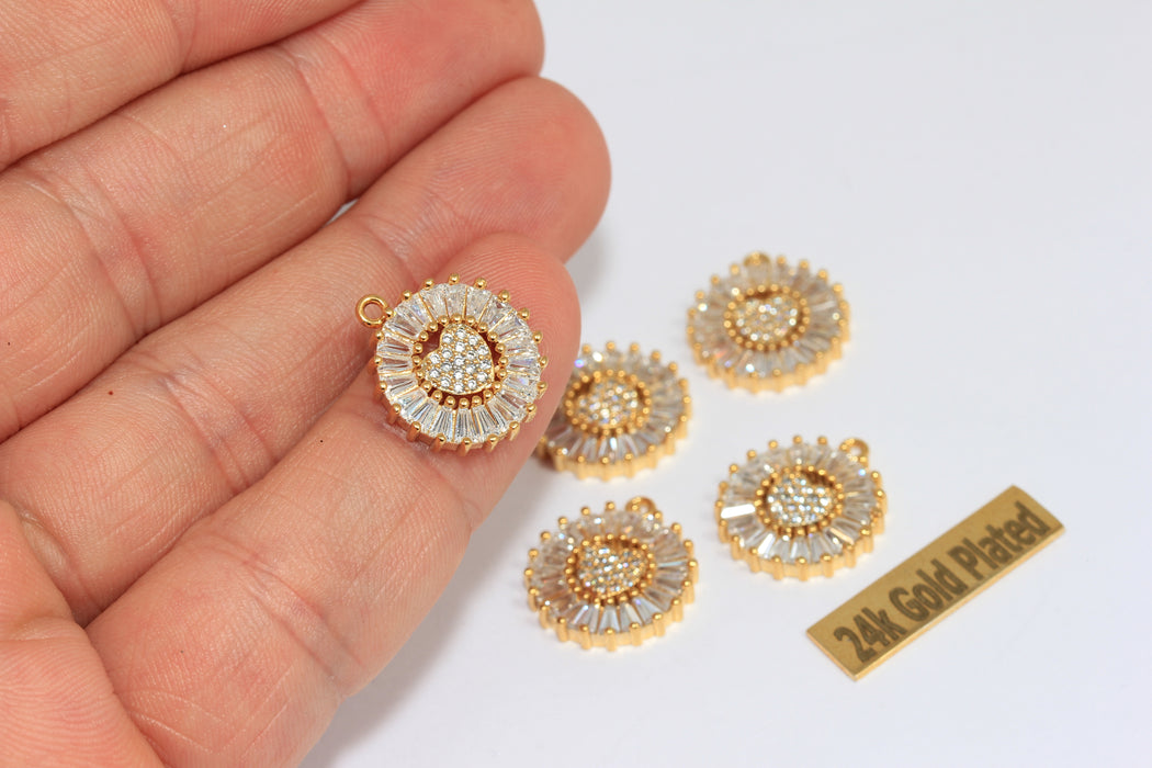 Ciondolo a forma di cuore in oro lucido 24k, 15x17 mm, baguette BRT834