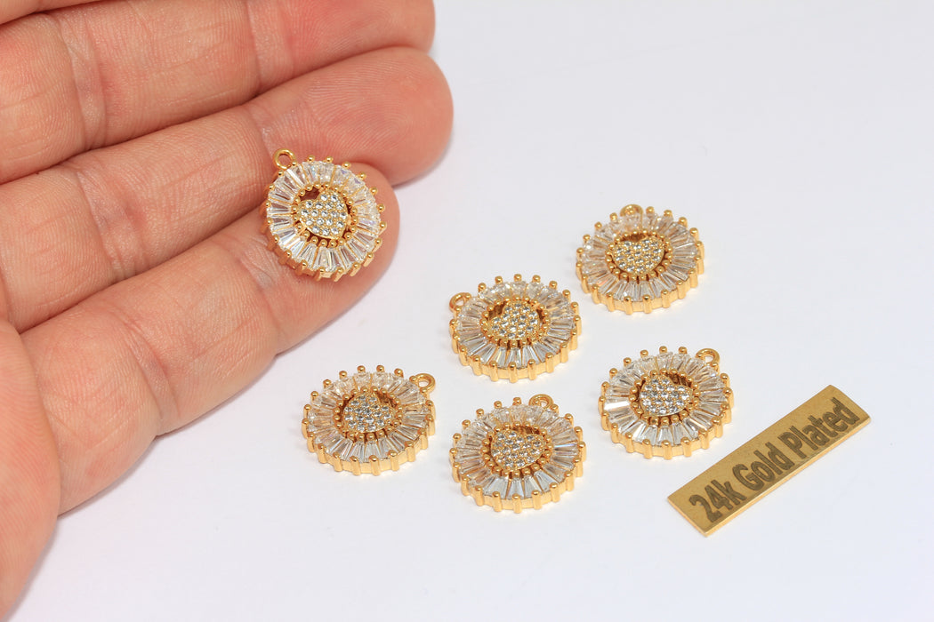 Ciondolo a forma di cuore in oro lucido 24k, 15x17 mm, baguette BRT834