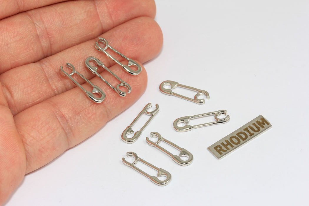 6,5x20 mm Rodyum Kaplama Emniyet Pimi Tılsımı, Emniyet Pimi Boncukları, BRT864