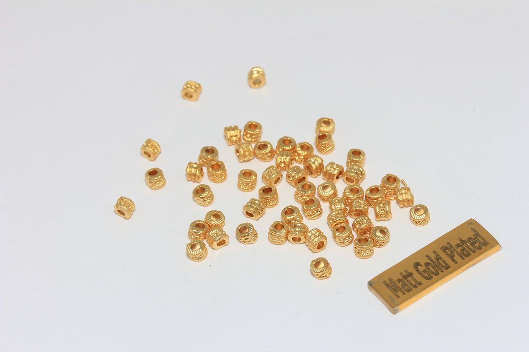 4x3mm 24k Matt Gold Cube Beads, Spacer Beads, Cube Charms, BRT845