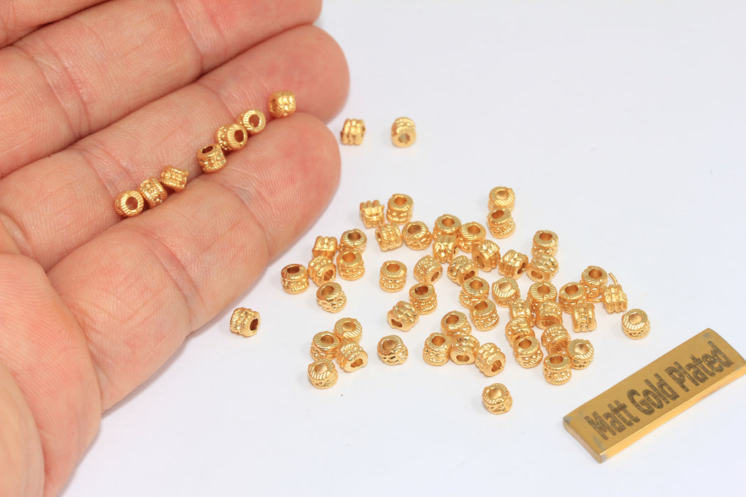 4x3mm 24k Matt Gold Cube Beads, Spacer Beads, Cube Charms, BRT845