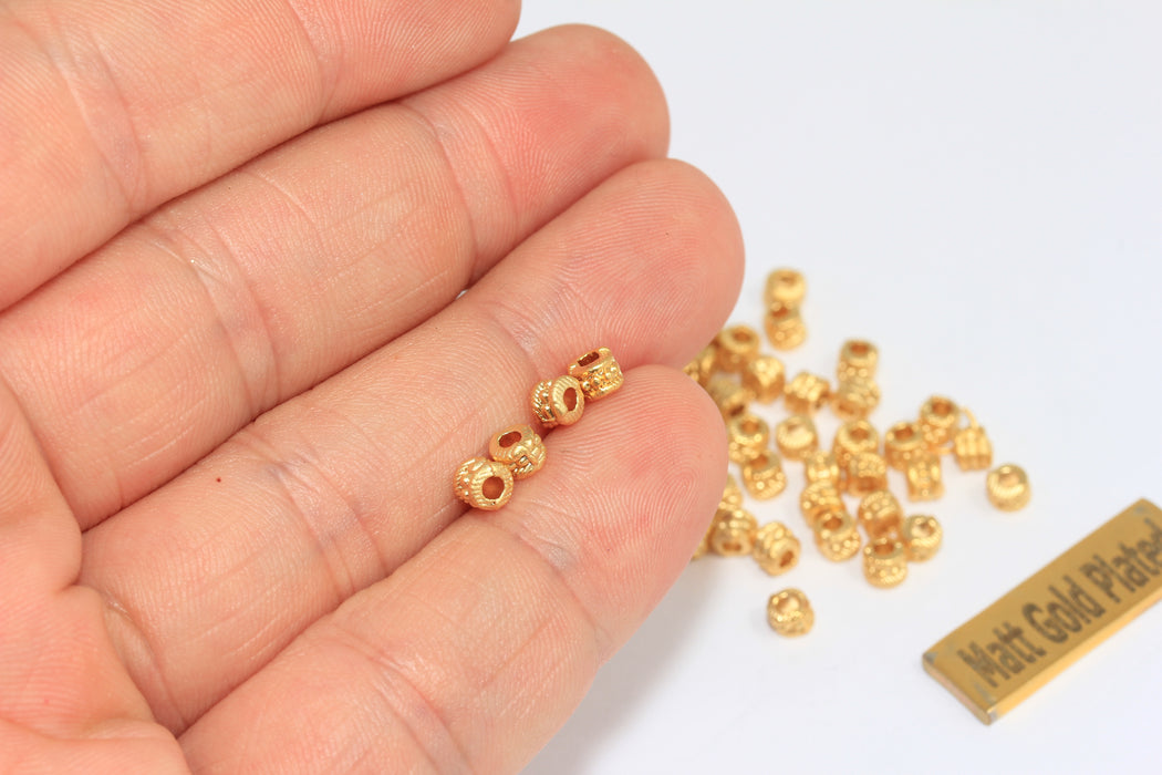 4x3mm 24k Matt Gold Cube Beads, Spacer Beads, Cube Charms, BRT845