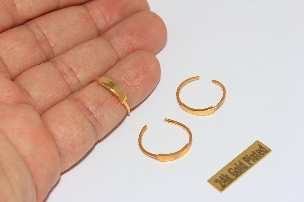 Anelli personalizzati in oro lucido 24k da 16-18 mm, regolabili, BRT888