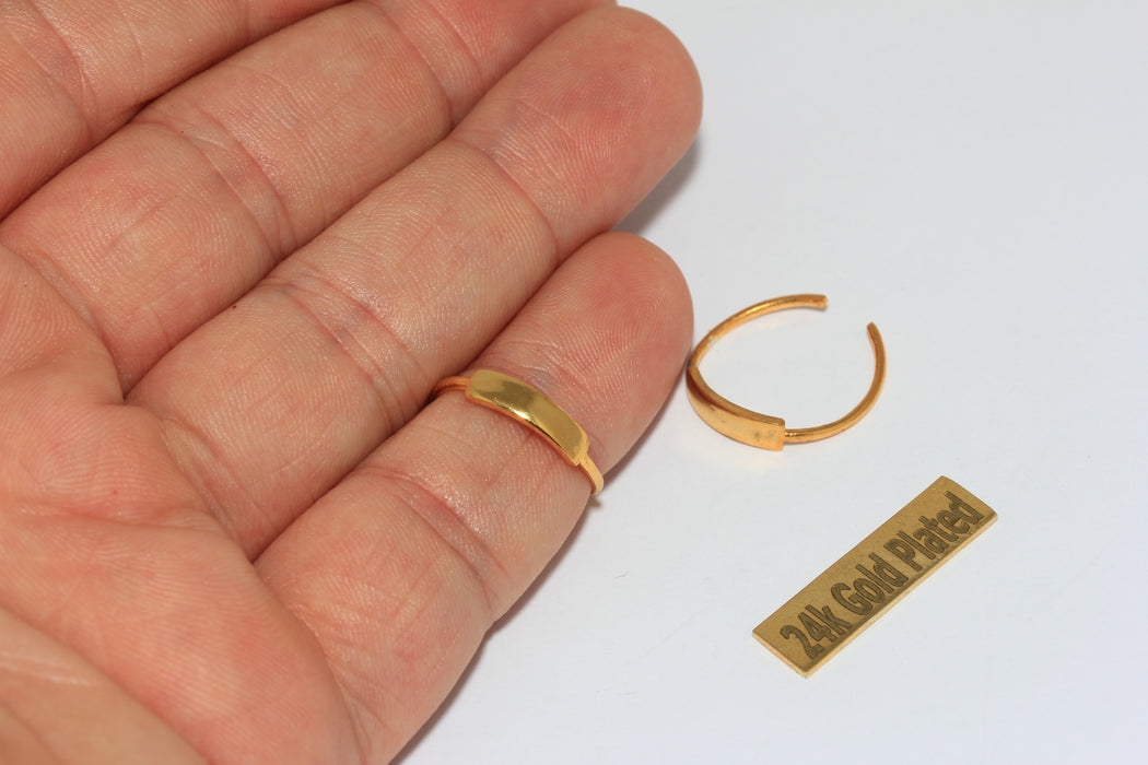 Anelli personalizzati in oro lucido 24k da 16-18 mm, regolabili, BRT888