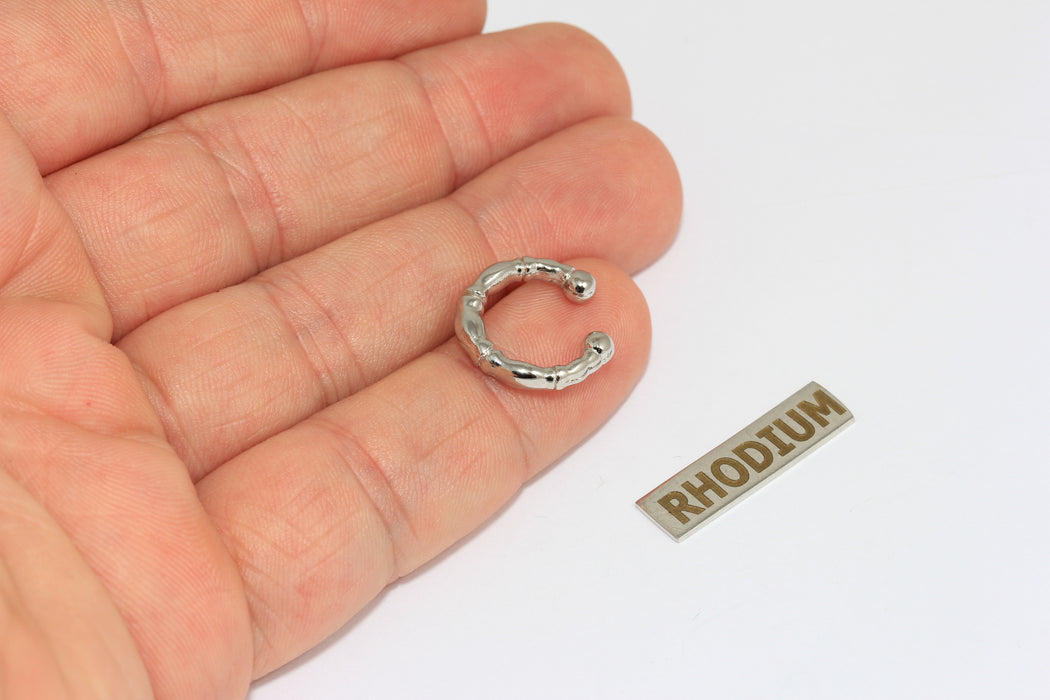 16mm Rhodium Plated Hoop Ear Cuff, Dainty Ear Cuff, Bone  BRT883