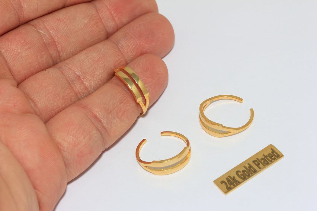 Anelli personalizzati in oro lucido 24k da 16-18 mm, regolabili, BRT887