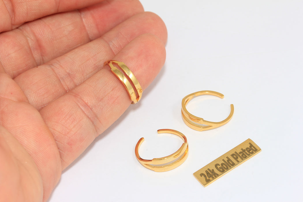 Anelli personalizzati in oro lucido 24k da 16-18 mm, regolabili, BRT887