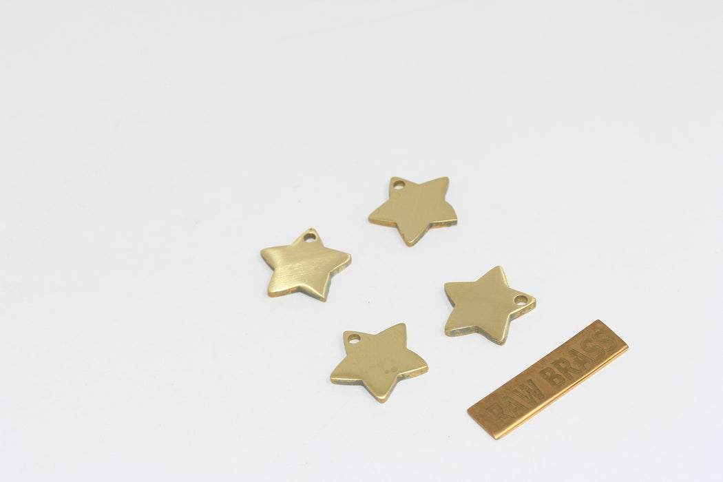 13x14mm Raw Brass Star Disc, Star Pendant, Stamping tag,   EYM14