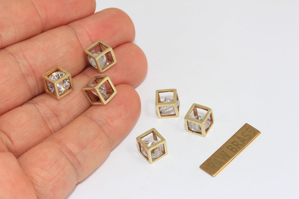 8 mm Ham Pirinç Açık Küp, Küp Kolye, Açık Küp EYM19