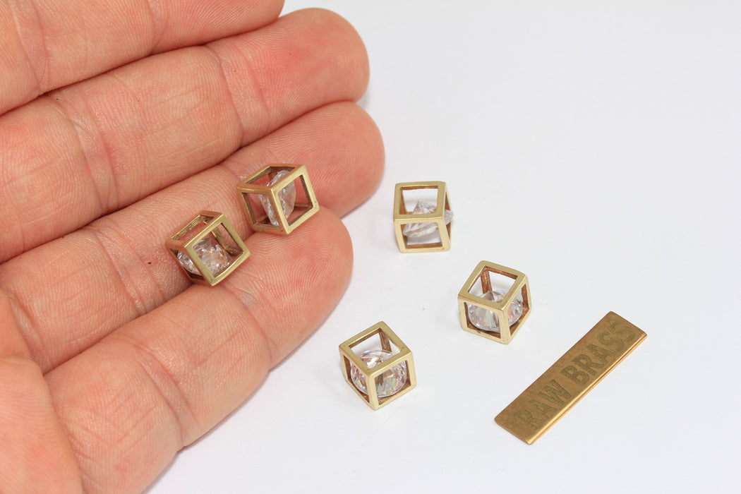 8 mm Ham Pirinç Açık Küp, Küp Kolye, Açık Küp EYM19