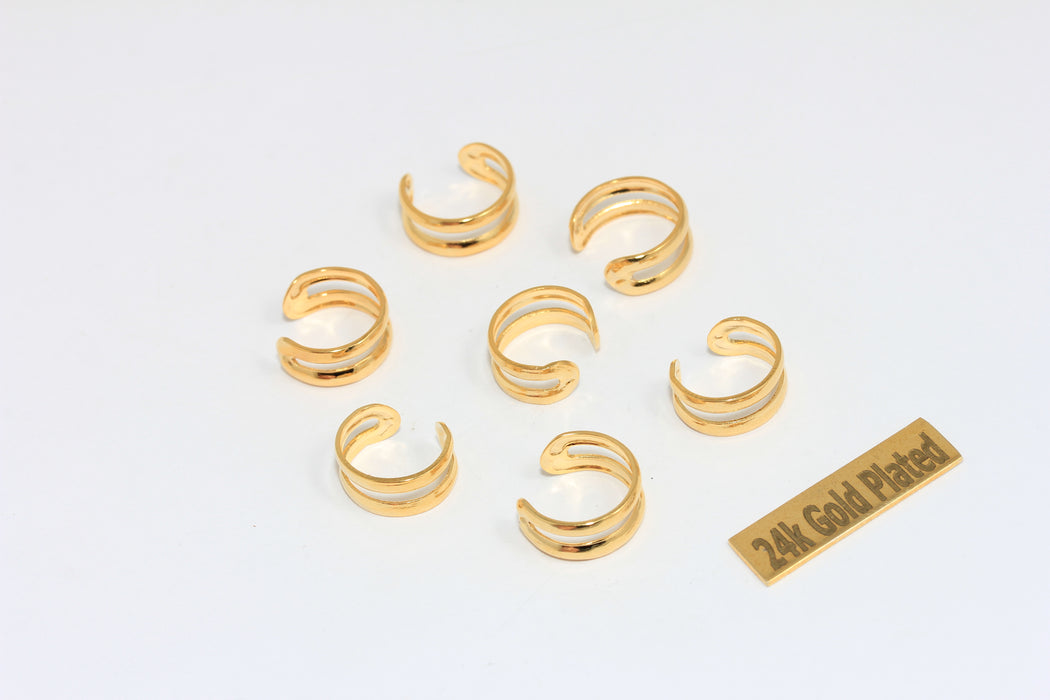 15mm Shiny Gold Ear Cuffs, No Piercing Plain Ear Cuff, Gold ,          BRT831