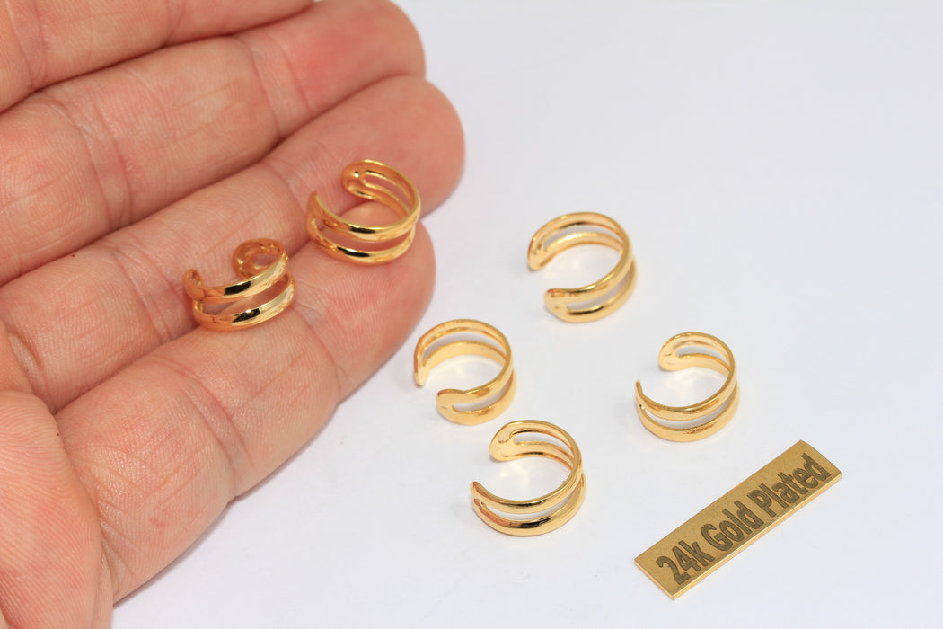 15mm Shiny Gold Ear Cuffs, No Piercing Plain Ear Cuff, Gold ,          BRT831