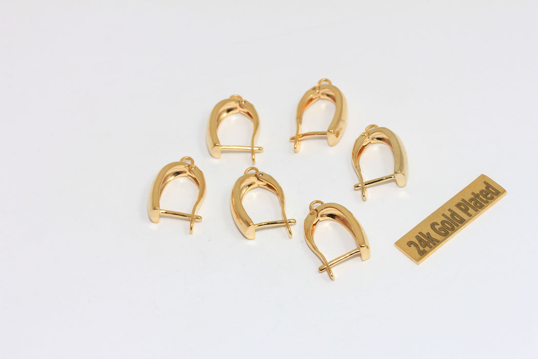 Orecchini in oro lucido 24k 10x17 mm, con chiusura a leva, BRT830