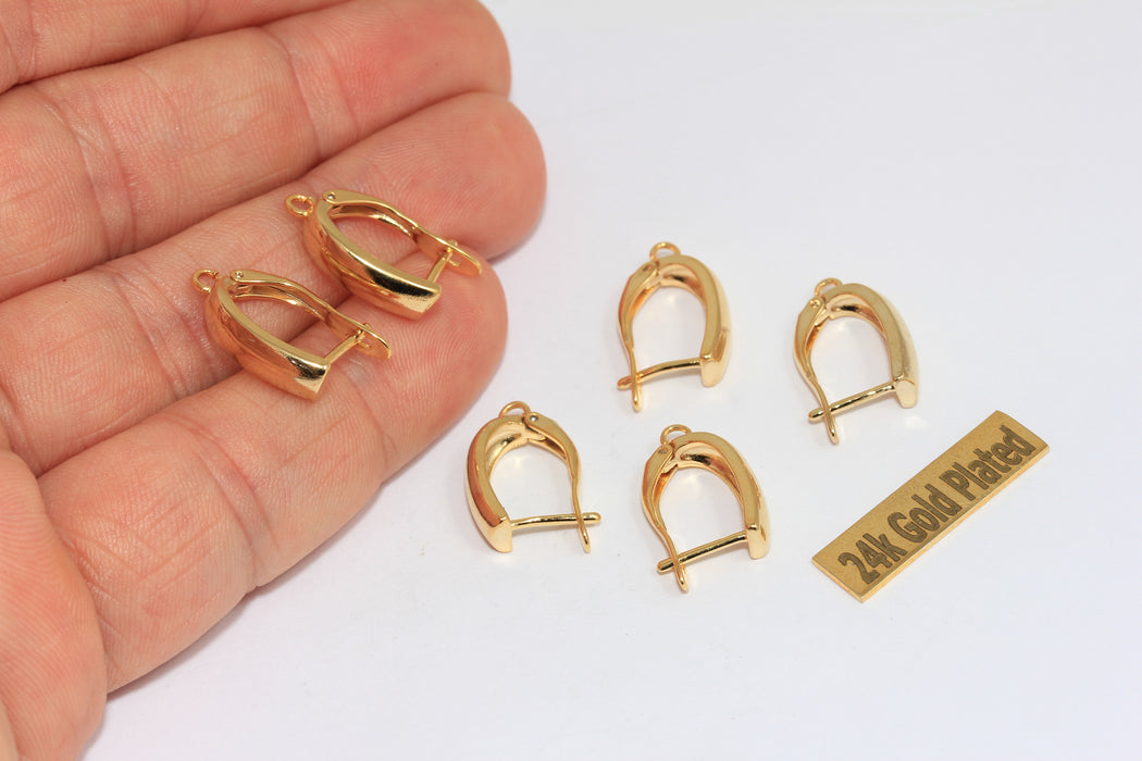 Orecchini in oro lucido 24k 10x17 mm, con chiusura a leva, BRT830
