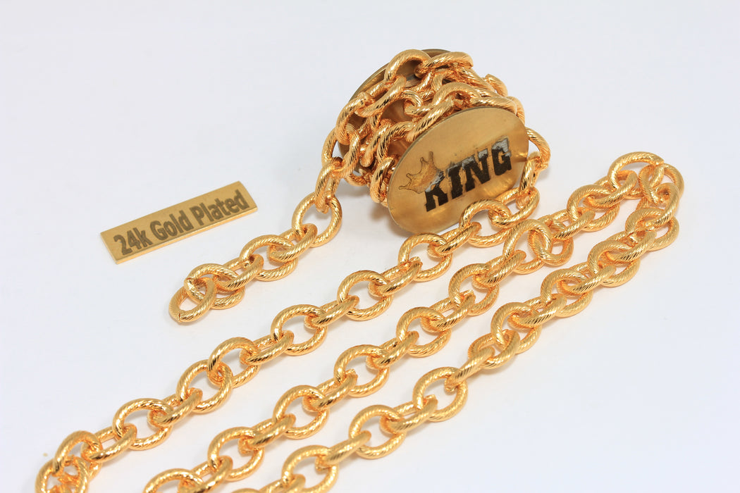 5,3x6,5mm 24k Shiny Gold Rolo Chain, Gold Chunky Chain, BXB171