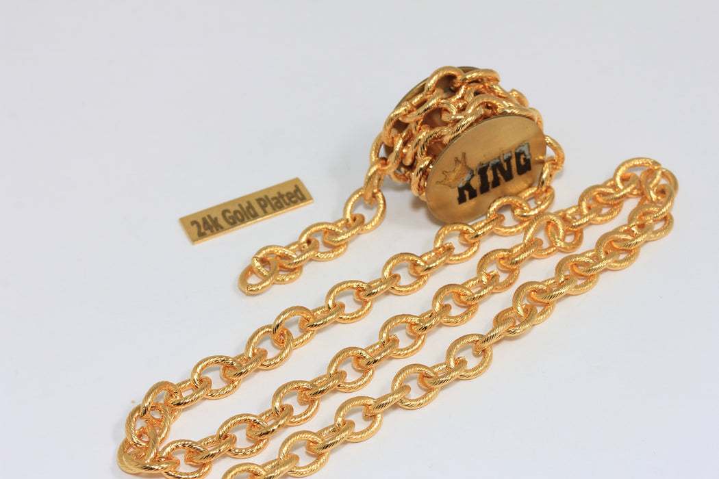 5,3x6,5mm 24k Shiny Gold Rolo Chain, Gold Chunky Chain, BXB171