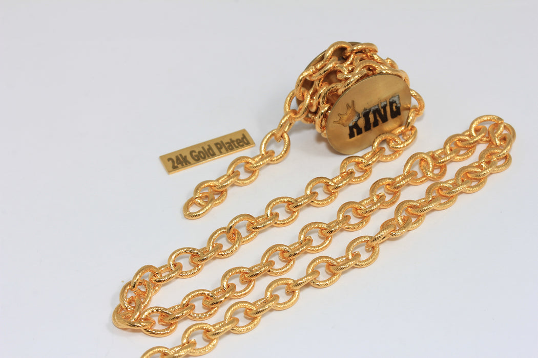 5,3x6,5mm 24k Shiny Gold Rolo Chain, Gold Chunky Chain, BXB171
