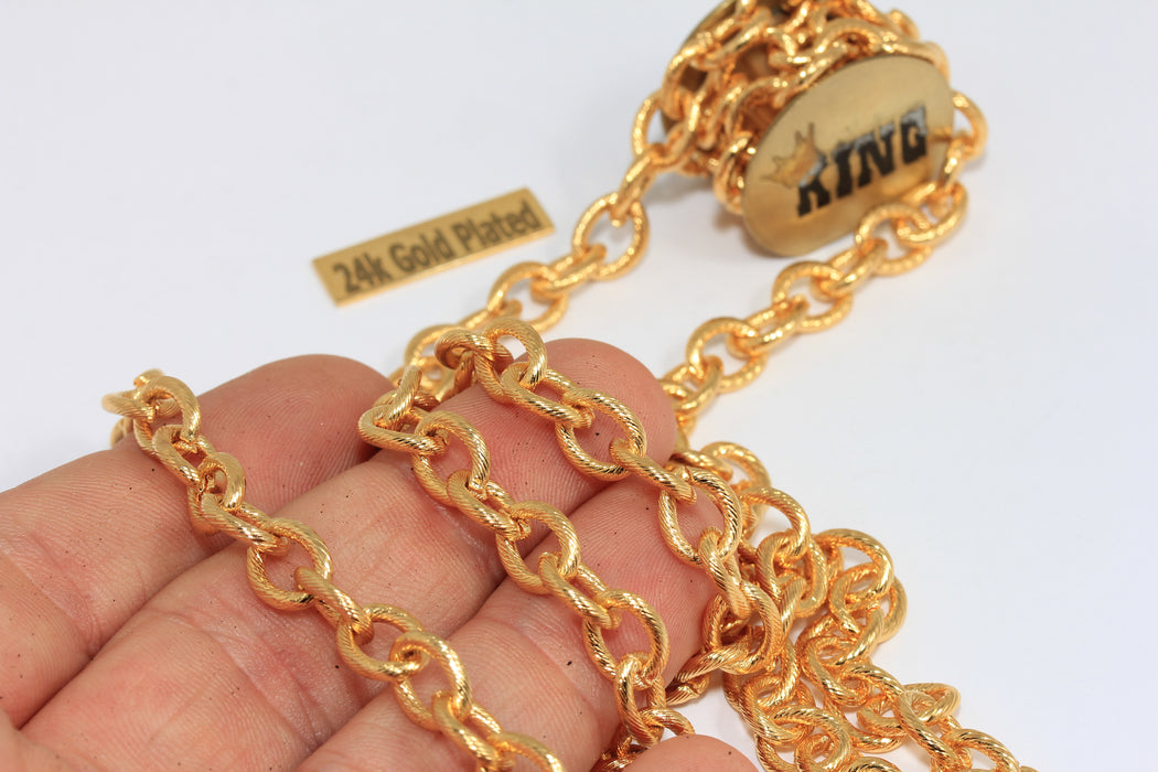 5,3x6,5mm 24k Shiny Gold Rolo Chain, Gold Chunky Chain, BXB171