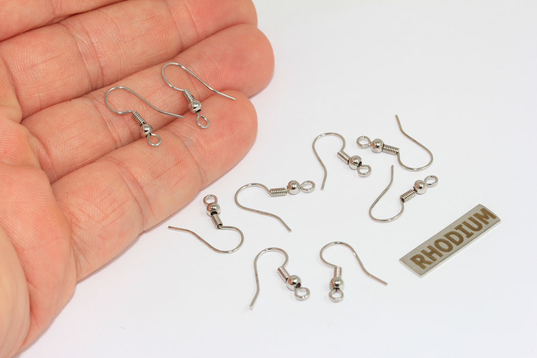 8x15 mm Rodyum Kaplama Küpe Kancası, Gümüş Kulak Telleri, CMR95