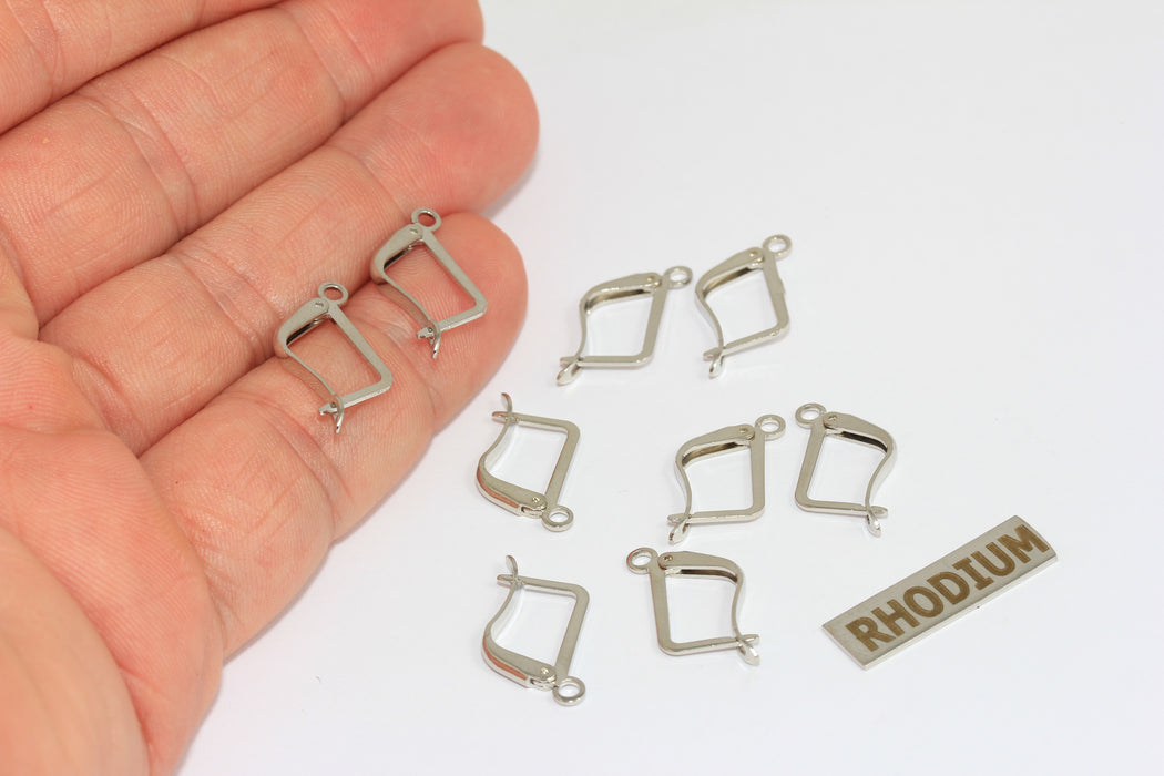 10x13mm Silver Plated Earrings, Silver Leverback , Silver    CMR97