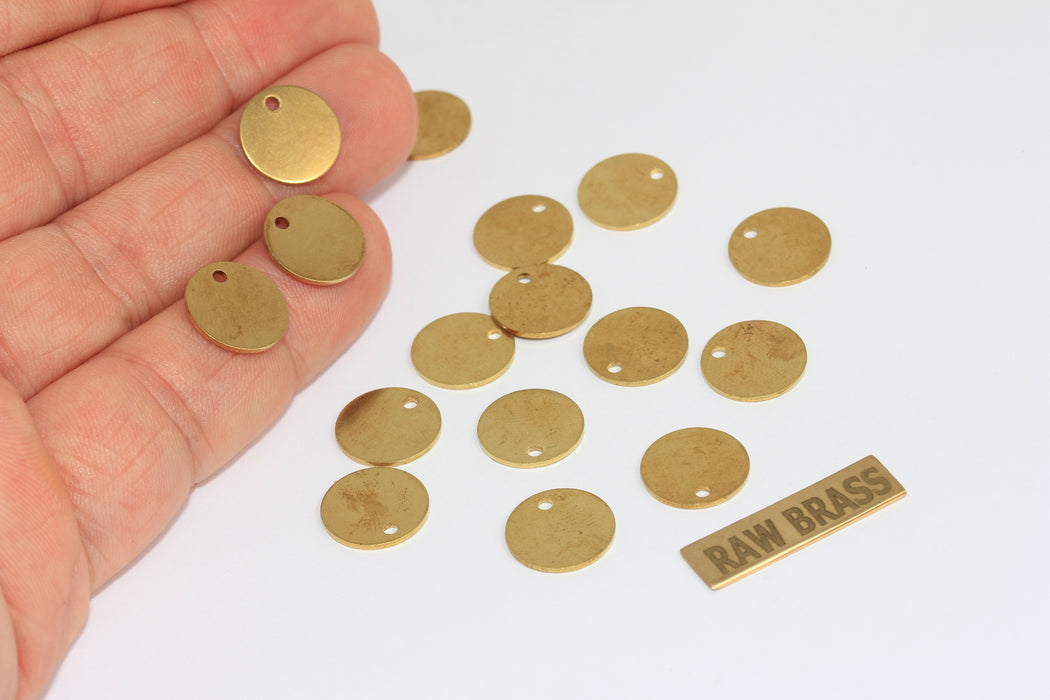 Ciondoli rotondi in ottone grezzo da 12 mm, disco rotondo, medaglione ALS7