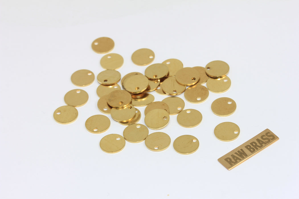 10 mm Ham Pirinç Yuvarlak Takılar, Yuvarlak Disk, Damgalama ALS3