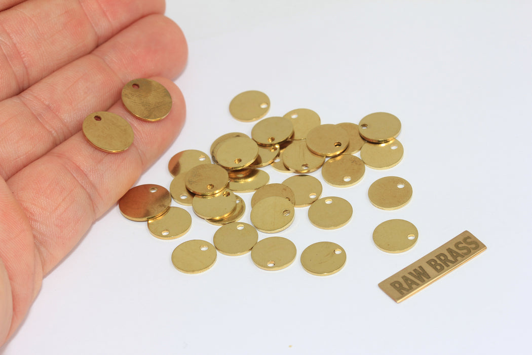 10 mm Ham Pirinç Yuvarlak Takılar, Yuvarlak Disk, Damgalama ALS3