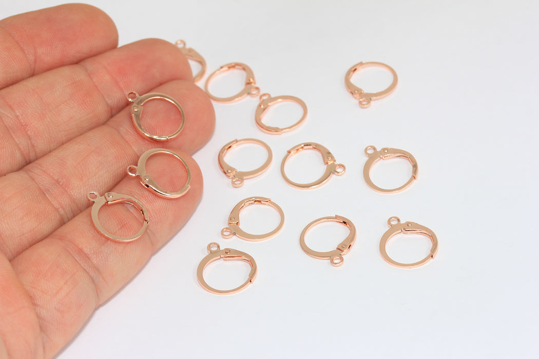 12x14mm Rose Gold Earring Leverback, Plain Leverback , CMR99