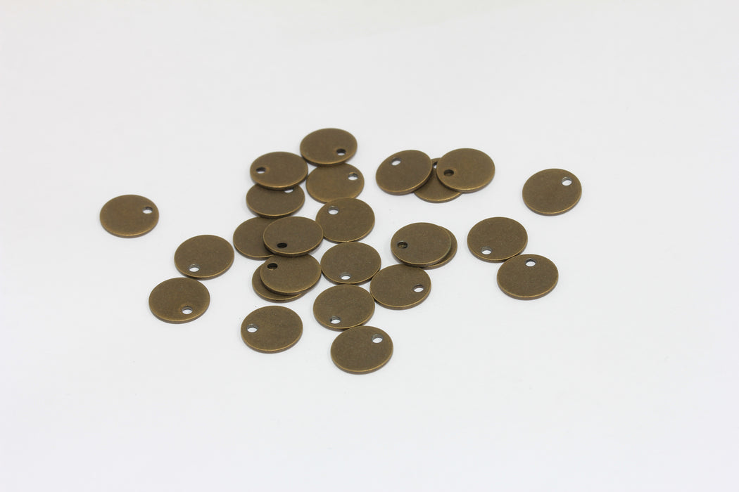 10 mm Antik Bronz Madeni Para Takıları, Düz Disk Boncuklar, Bronz Bulgular, ALS18