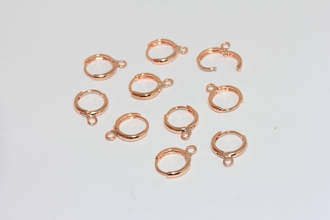 Orecchini in oro rosa 12x15 mm, orecchini a monachella, cerchi CMR86