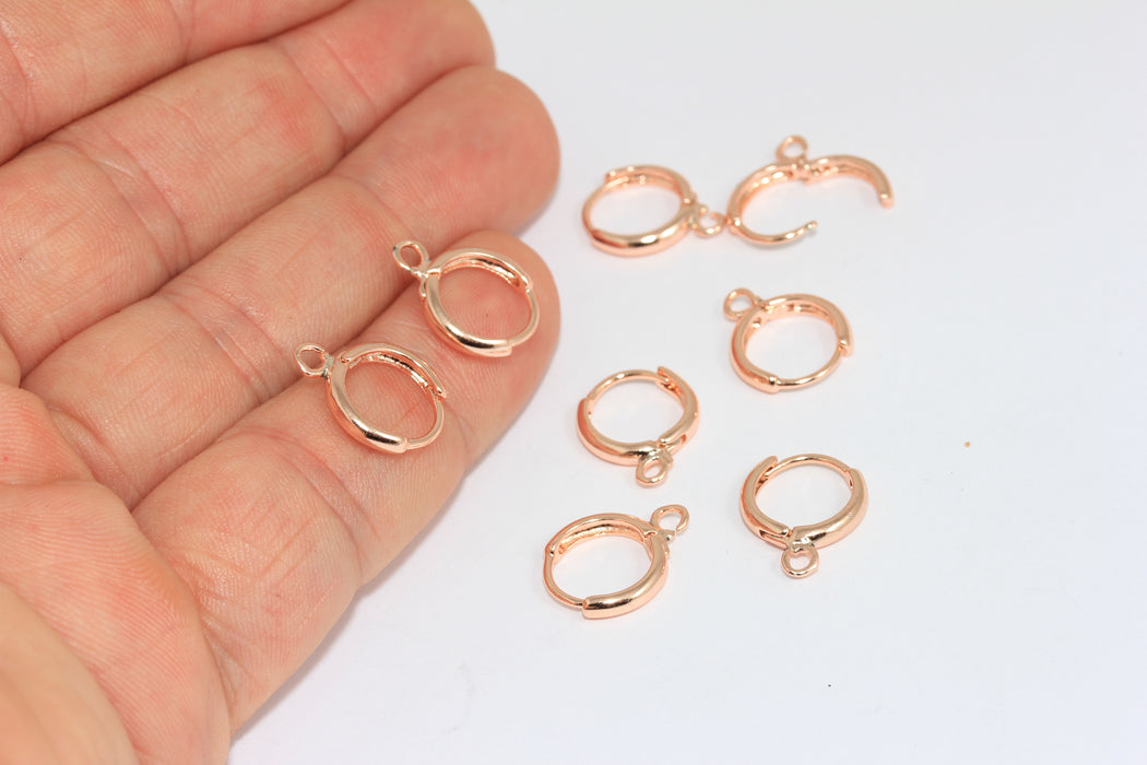 Orecchini in oro rosa 12x15 mm, orecchini a monachella, cerchi CMR86