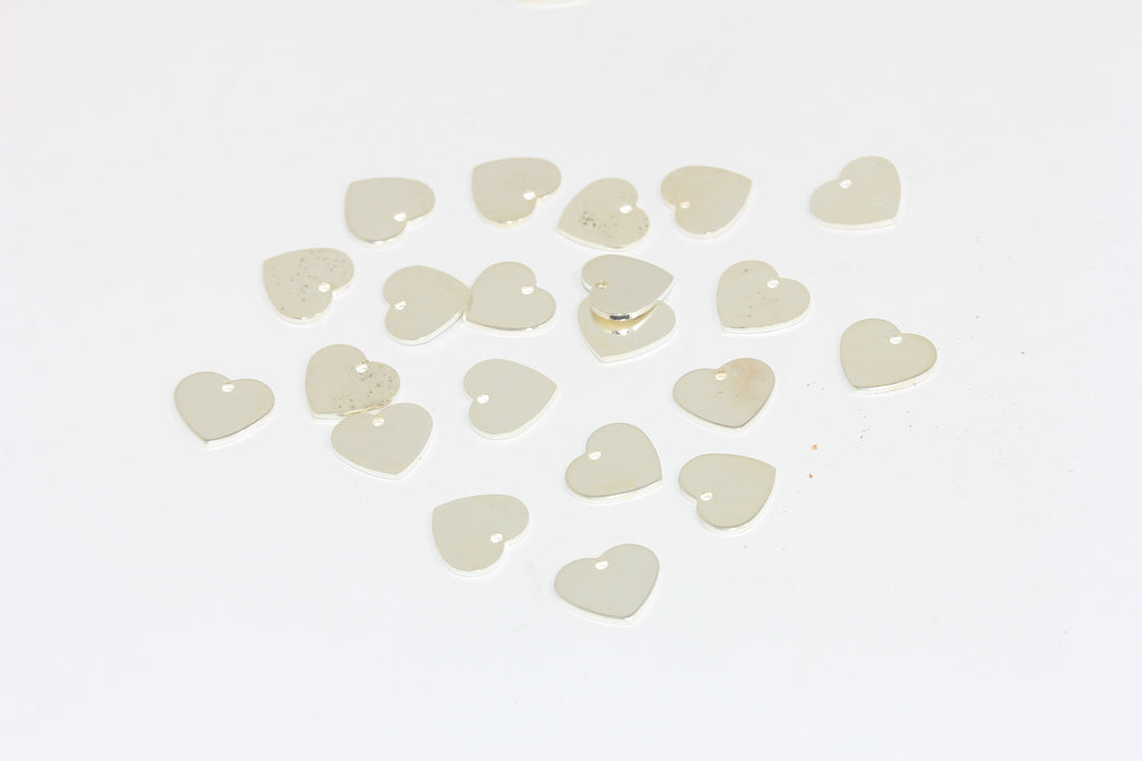 9x10mm Silver Plated Heart Charms, Heart Pendant, Stamping Blank Heart, Heart Blanks, Gold Plated Findings, Silver Plated Charms, HC, ALS40