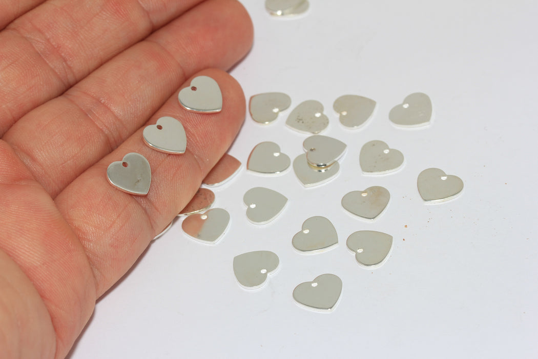 9x10mm Silver Plated Heart Charms, Heart Pendant, Stamping Blank Heart, Heart Blanks, Gold Plated Findings, Silver Plated Charms, HC, ALS40