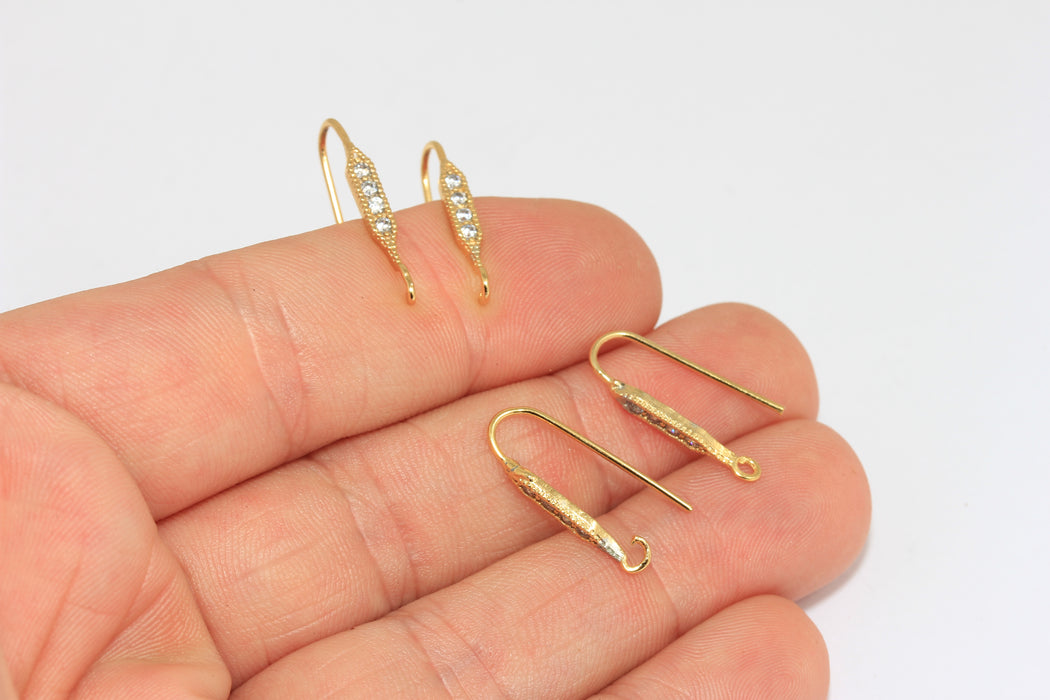 17x28mm 24 Ayar Parlak Altın Küpe Kancaları, Mikro Küpeler CMR83