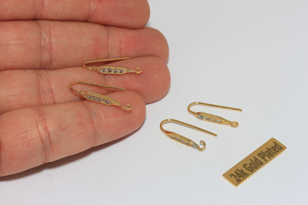 17x28mm 24 Ayar Parlak Altın Küpe Kancaları, Mikro Küpeler CMR83